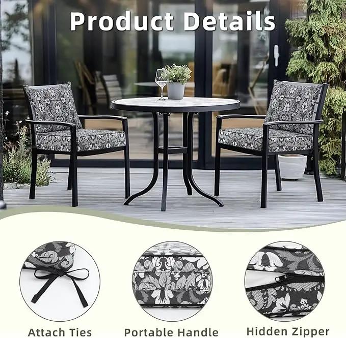 Favoyard Outdoor Seat Cushion 22 x 22 x 3 in Waterproof Pattern Fade Resistant Cover Removable Patio Furniture Cushions Deep Seat & Back Cushion Set with Adjustable Straps for Patio Chair Sofa Couch by GreenHaven Gardens