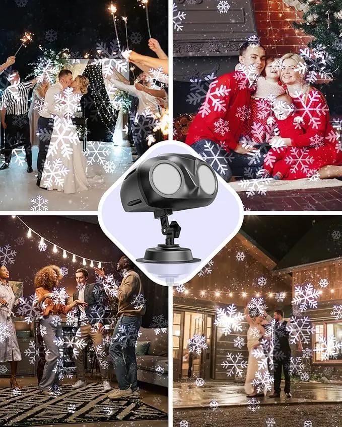 Double Head Christmas Snowflake Projector Light Outdoor, Outside Christmas Decorations Lights with Remote Control, Suitable for Indoor Garden Patio (L) by GreenHaven Gardens