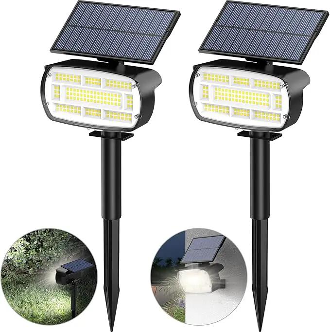 Fabrito Solar Spot Lights Outdoor 136 LEDs, Large Area Lighting Solar Lights Outdoor, 2 Pack IP65 Waterproof Landscape Spotlights Auto On/Off for Yard, Garden, Pathway, Plants,Tree (Cool White) by GreenHaven Gardens