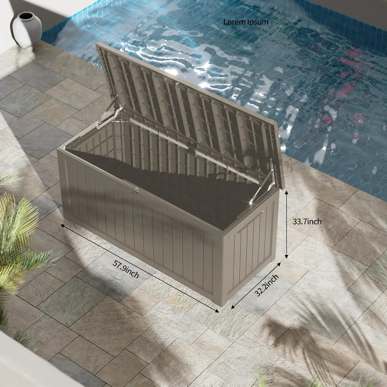 270 Gallon Waterproof Large Resin Deck Box Indoor/Outdoor Lockable Storage Container and Seating for Garden, Pool, and Patio (270 Gallon, Grey) by GreenHaven Gardens
