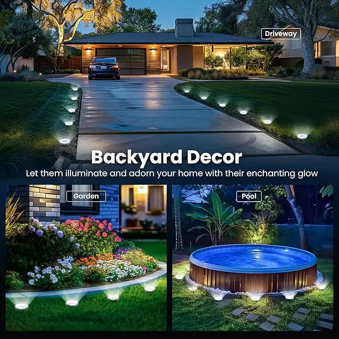 SOLPEX 8 Pack Solar Ground Lights Outdoor Waterproof, Solar Powered Pathway Lights, Landscape Lighting for Garden Walkway Driveway Backyard Decor (Cool White) by GreenHaven Gardens