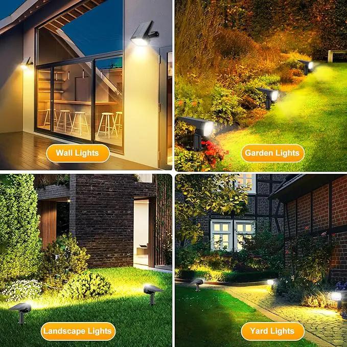 Fabrito 72 LEDs Solar Spot Lights Outdoor Waterproof, 3 Modes Landscape Spotlights, Dusk to Dawn Solar Powered Flood Wall Lights for Outside, Solar Garden Lights for Yard Porch 10 Pack (Warm White) by GreenHaven Gardens