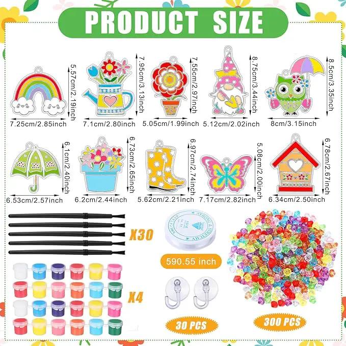 30 Sets Suncatchers Window Art Kits, DIY Sun Catchers Bulk Crafts Paint Your Own Window Ornaments for Boys Girls Classroom Home Party Birthday Activity Decor(Spring Style) by GreenHaven Gardens