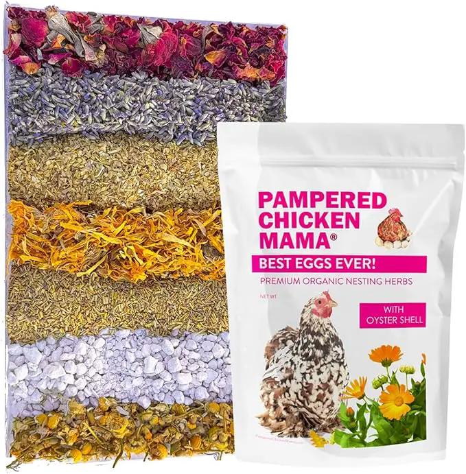 Pampered Chicken Mama Best Eggs Ever! Nesting Herbs for Chickens (1.25 Pounds) Calcium Supplement for Chickens | Chicken Feed Supplies, Hen Treats for Coops by GreenHaven Gardens