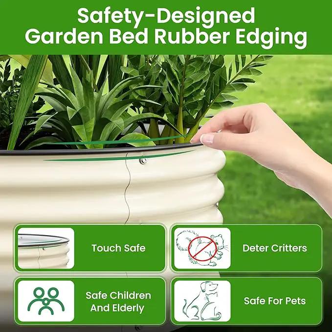 Round Raised Garden Bed Kit, 3.5x3.5x1.4Ft Outdoor Zinc-Aluminum-Magnesium Metal Flower Beds Stainless Steel Patio Ground Planter for Planting Vegetables (Ivory) by GreenHaven Gardens