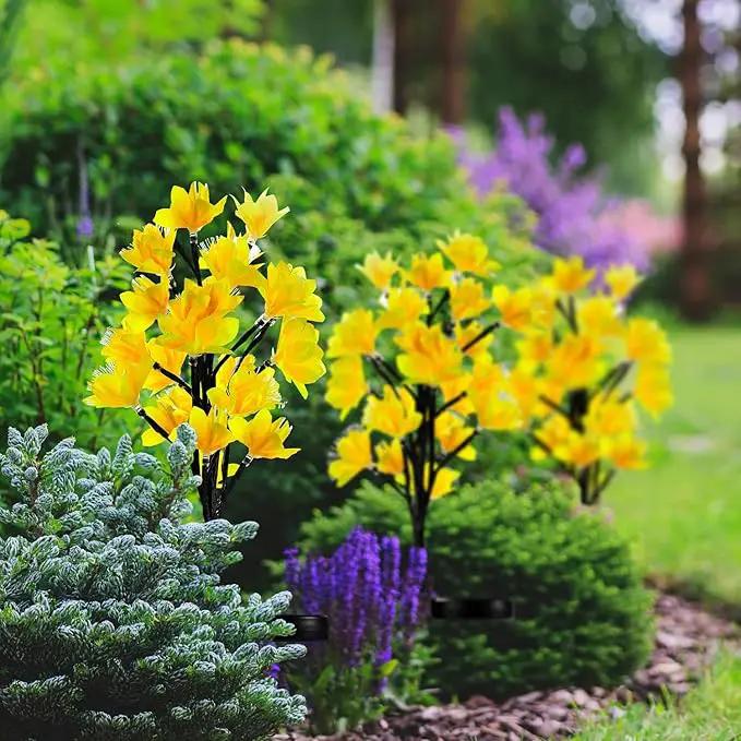MAGGIFT Solar Lights Outdoor Garden Decorative Flowers, Waterproof Solar Garden Lights with 20 Yellow Lily Flowers,LED Solar Powered Landscape Lights for Yard Garden Patio (Yellow, 4Pack) by GreenHaven Gardens