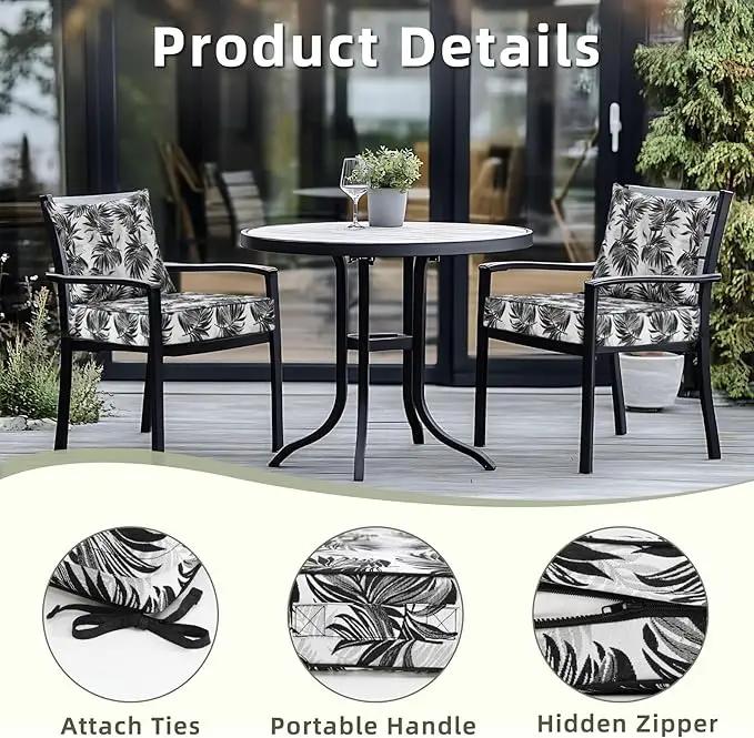 Favoyard Outdoor Seat Cushion 24 x 24 x 4 in Waterproof Pattern Fade Resistant Cover Removable Patio Furniture Cushions Deep Seat & Back Cushion Set with Adjustable Straps for Patio Chair Sofa Couch by GreenHaven Gardens