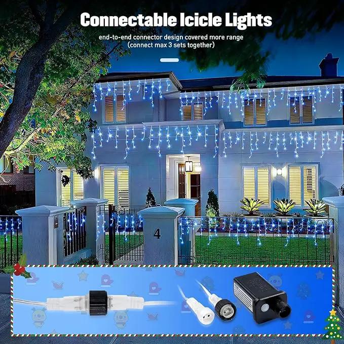 JMEXSUSS Blue&White Icicle Lights Indoor Outdoor, 38.8FT 400 LED Icicle Christmas Lights for Outside, Icicle String Lights with Remote for House Bedroom Fireplace Birthday Party Christmas Decorations by GreenHaven Gardens