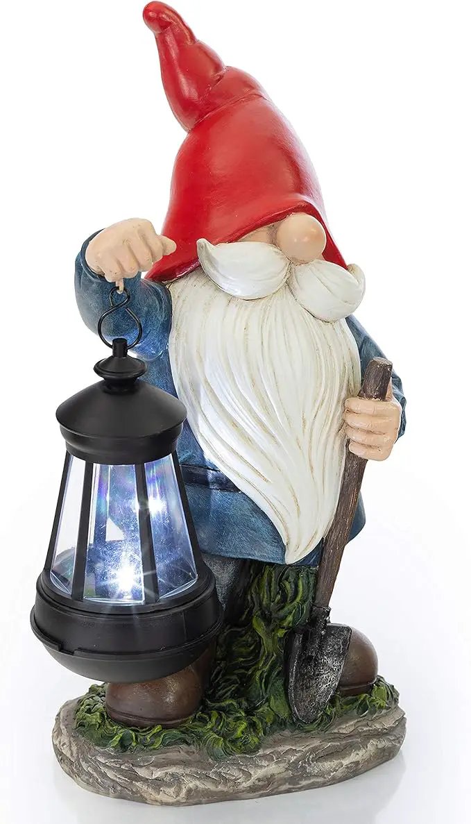 VP Home Earnest Garden Gnomes with Lantern Lawn Gnome Great Addition for Your Garden Solar Powered Light Garden Knome Christmas Decorations Gifts for Outside Patio Lawn by GreenHaven Gardens