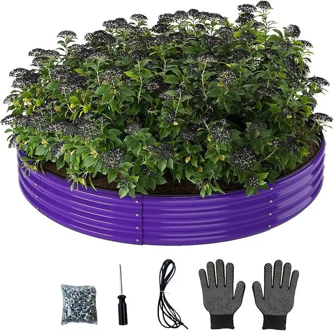 Galvanized Metal Planter Round Raised Garden Bed Kit for Gardening Outdoor，3x3x1ft Grow Garden Box Raised Flower Bed，Round Galvanized Planter Outdoor Large Metal Fire Pit Ring by GreenHaven Gardens