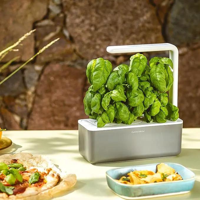 Click & Grow Smart Garden, 3 Pods Indoor Herb Growing System (3 Basil Pods Included)| Easier Than Hydroponics Growing System, Automatic Nutrients, Watering and Grow Light, Noise-free Technology, Beige by GreenHaven Gardens