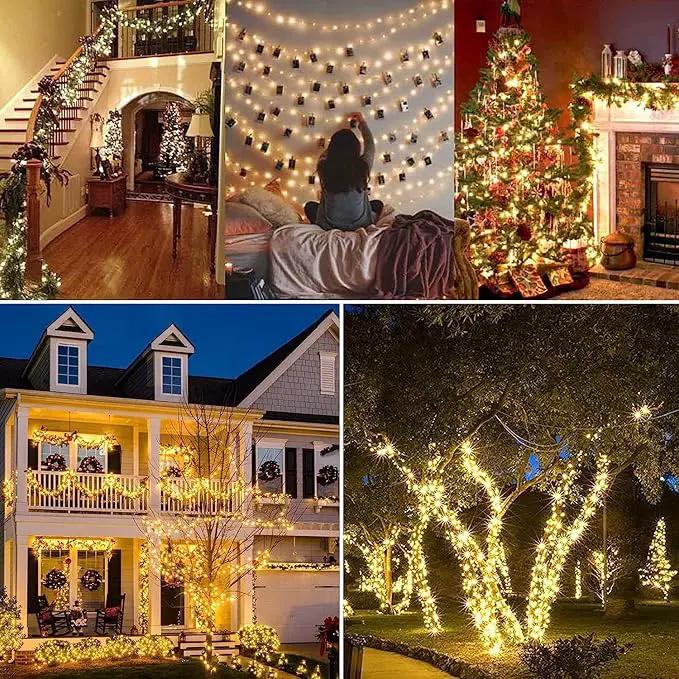 Toodour Solar Christmas Lights, 72ft 200 LED 8 Modes Outdoor Christmas String Lights, Waterproof Solar Fairy Lights for Christmas Tree, Fence, Holiday, Party, Balcony, Christmas Decor - Warm White by GreenHaven Gardens