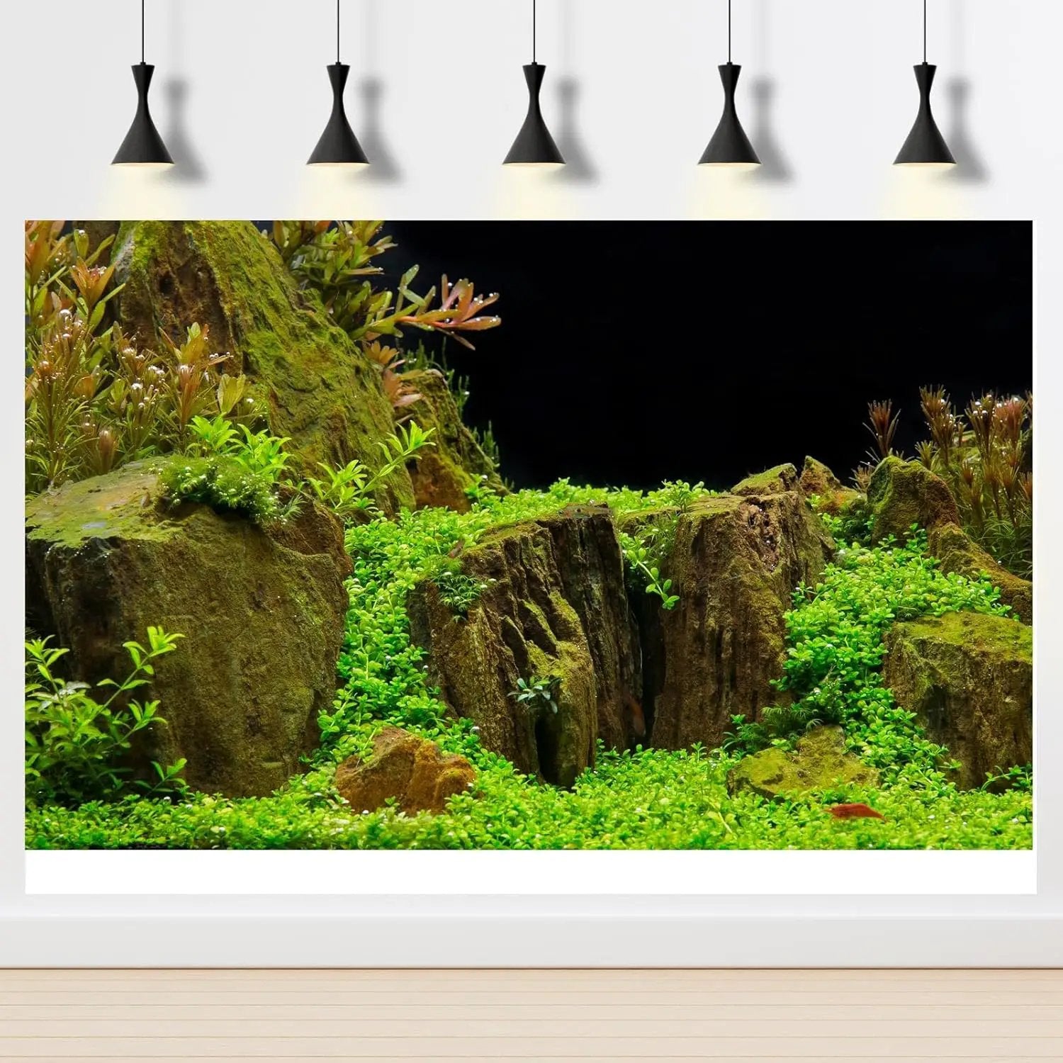 Aquarium Background Exquisite Underwater Grass with Moss Aquarium Backdrop Mysterious Stone Aquarium Background Durable Vivid and Fresh Leaves Background Tank Backdrop Decor Vinyl 36x24in by GreenHaven Gardens