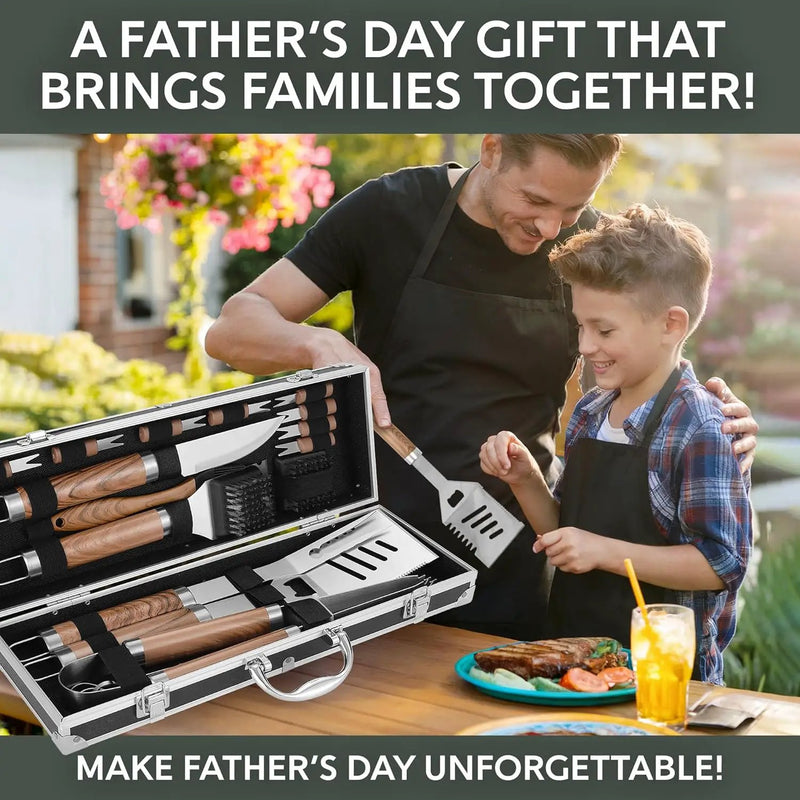 Kaluns Grilling Accessories, Dad Gifts for Christmas Grilling Gifts, Heavy Duty Stainless Steel BBQ Grill Tools Set for Outdoor Grill with Aluminum Case and Apron, Dad Birthday Gifts for Men Husband by GreenHaven Gardens