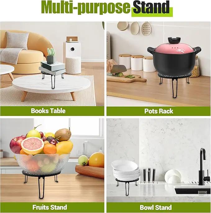 3 Pack Metal Plant Stand Indoor Outdoor, Heavy Duty Flower Pot Stands for Multiple Plants, Black Iron Plant Holder for Planters, Round Plant Shelf for Patio Garden Balcony Living Room by GreenHaven Gardens