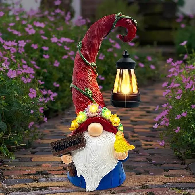 Gnome Garden Decor Statue Solar Lights Outdoor Decor with Succulent and 6 LED Lights,for Balcony,Garden,Patio,Yard,Lawn,Housewarming Birthday Gifts for Women/Mom/Grandma by GreenHaven Gardens