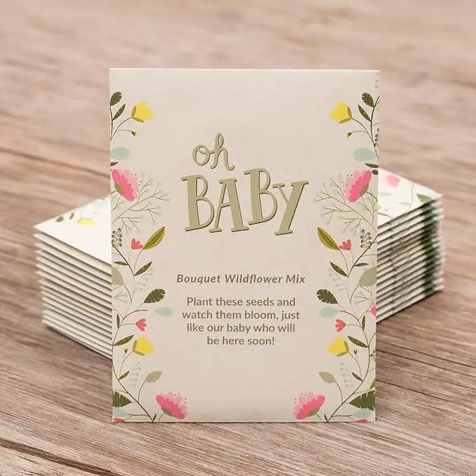 BENTLEY SEED CO. Oh Baby Seed Packets|Girl or Boy Baby Shower Favors for Guests | 25 Wildflower Seed Packets | Pre-Filled | Bouquet Wildflower Mix | Non-GMO Seeds | Gender Neutral | Eco-Friendly Gift by GreenHaven Gardens