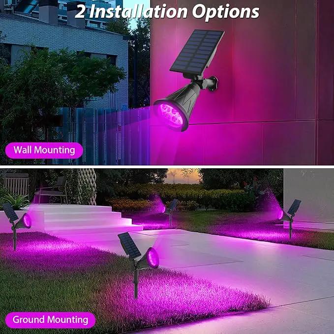 T-SUN [2 Pack] LED Solar Spotlights, Waterproof Outdoor Security Landscape Lamps, Auto-on/Auto-Off by Day, 180 Angle Adjustable for Tree, Patio, Yard, Garden, Driveway, Stairs, Pool Area(Purple) by GreenHaven Gardens