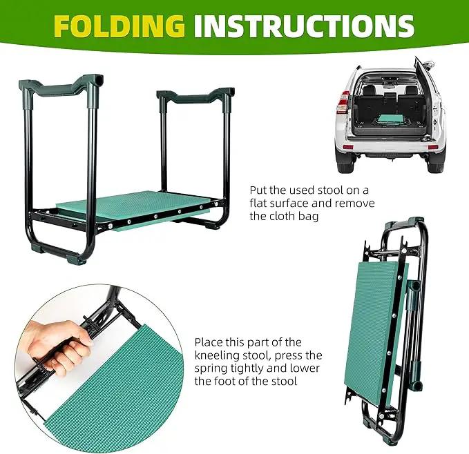 Garden Kneeler and Seat Gardening Stool Heavy Duty Garden Kneeling Bench with Handles Seat Bench Comes with Tool Pouch & Gloves Gardening Gifts for Seniors Women & Men (Green) by GreenHaven Gardens
