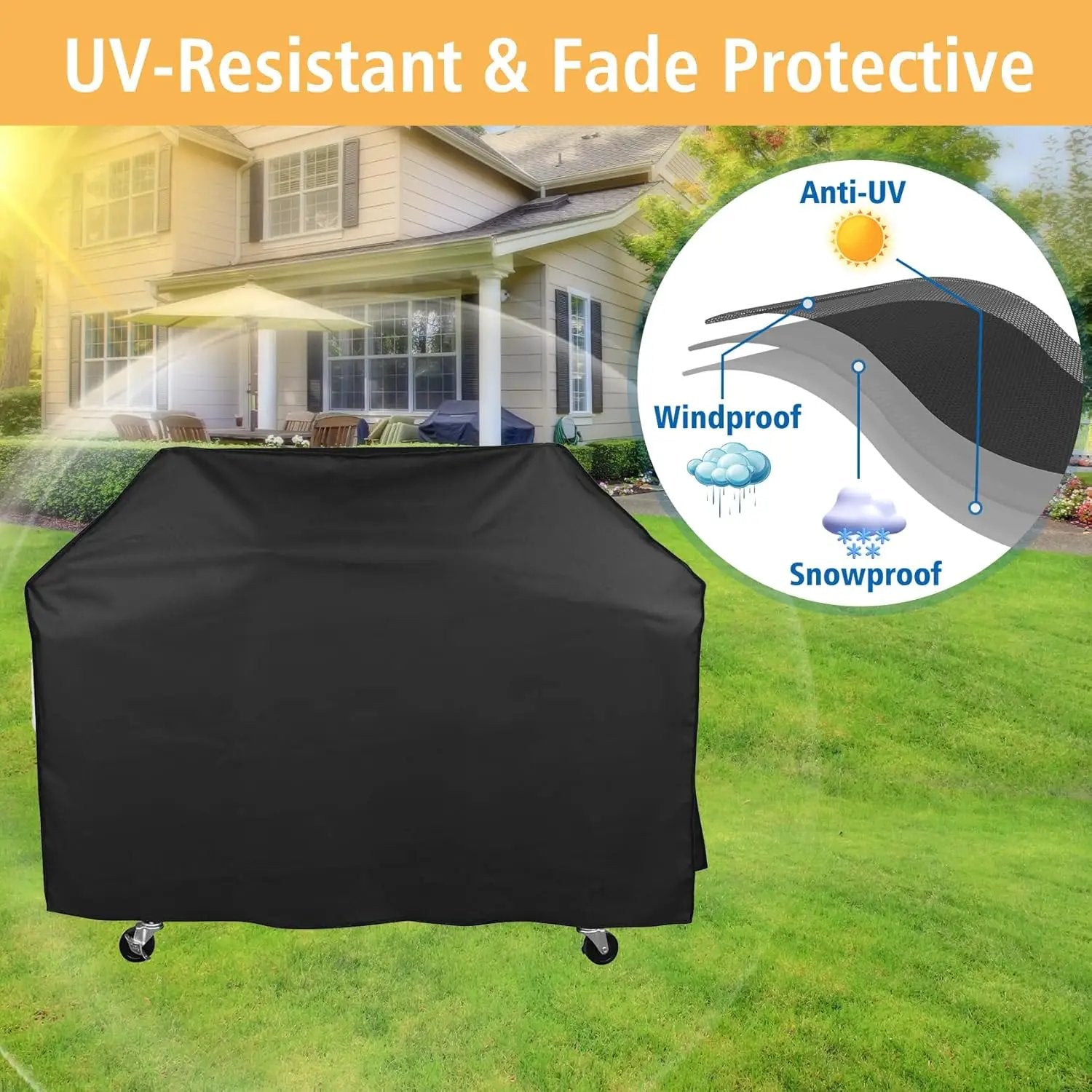 Grill Cover for Royal Gourmet Grill SG6002 ZH3002 GA5403 GA6402 CC2036F, 60 inch CR6412 Heavy Duty Waterproof UV Resistant Cover, Outdoor Barbeque Grill Accessories by GreenHaven Gardens