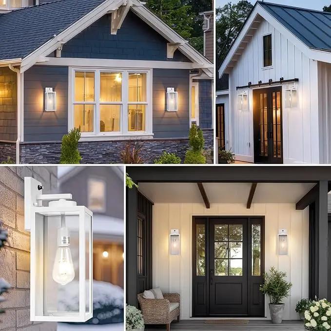 16-inch White Dusk to Dawn Outdoor Wall Light Fixtures, Exterior Waterproof Wall Lanterns, Large Porch Sconces Lighting, Modern Outside Lights for House Patio Front Door Entryway, 2-Packs by GreenHaven Gardens
