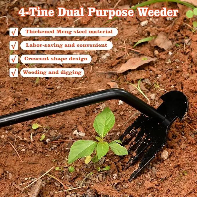 Weed Removal Tool, Portable Garden Weeder Tool，2024 New Manganese Steel Weed Puller Tool with Rubber Handle for Vegetable Gardening Garden Yard Farm Farm Planting & Uprooting Weeding Tool (Black) by GreenHaven Gardens