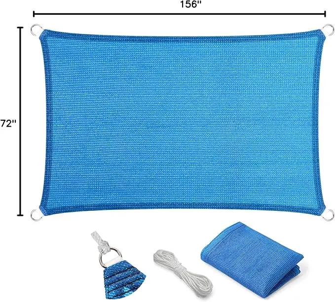 Eden's Decor Straight Flat-Edged Sun Shade Sail Rectangular 6' x 13' Blue UV-Blocking Outdoor Canopy Fabric Cloth Awning for Pergola Patio Garden Backyard Custom Size by GreenHaven Gardens