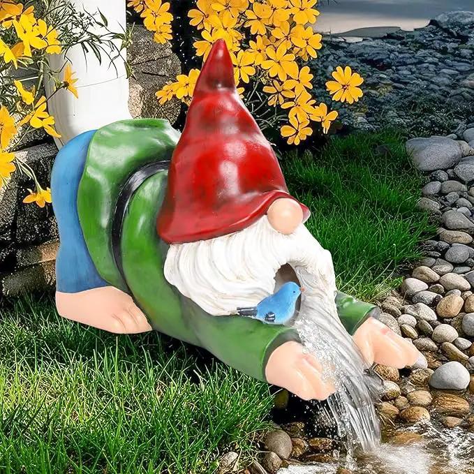WONDER GARDEN Gnome Gutter Downspout Extensions - 3'' x 4'' Decorative Downspout Extender Diverter, Outdoor Splash Block Sculpture Garden Decor, Waterproof Gutter Guard for Lawn, Garden, Lawn by GreenHaven Gardens