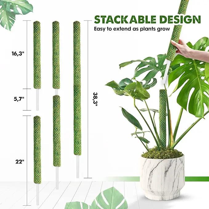 DUSPRO Green Stackable Mesh Moss Pole for Plants Climbing Vine Supporting Monstera Trellis, for Indoor Plants Extendable Plant Pole Moss Sticks, for Plants Monstera Potted Plant Stakes 2 pcs 22'' by GreenHaven Gardens