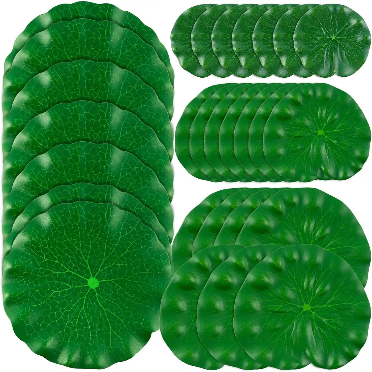 28 Pcs Realistic Lily Pads Leaves for Ponds, 4 Kinds Artificial Floating Foam Lotus Leaves, Water Lily Pads Foliage Pond Decor for Pond Pool Koi Fish Patio Aquarium by GreenHaven Gardens