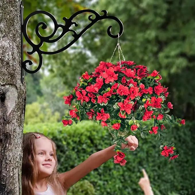 GSY 2 Pcs Hanging Plant Bracket 12-Inch,Wall Hook Hanging Plant Brackets,Black Iron Plants Indoor/Outdoor Planter Hangers Hooks,for Hanging Lanterns,Bird Feeders,Wind Chimes,Planters by GreenHaven Gardens
