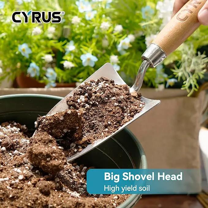 CYRUS 12.6”Garden Trowel,Heavy Duty Large Size Stainless Steel Garden Shovel with Ash Wood Handle,Suitable for Planting,Measuring,Weeding Multi-Functional Garden Spade by GreenHaven Gardens