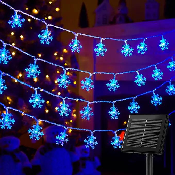 Brightown Solar Christmas Snowflake String Lights, 72FT 200 LED Outdoor Waterproof Fairy Lights with 8 Lighting Modes for Wedding, Party, Tree, Room, Garden, Patio, Yard, Home, Blue by GreenHaven Gardens