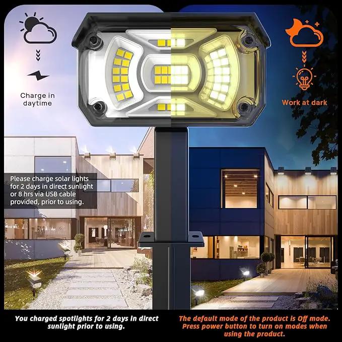 Solar Lights Outdoor Waterproof Landscape Lights, 40 LEDs Solar Spot Lights Outdoor Spotlights with 3 Light Modes, USB & Solar Powered Garden Yard Wall Lights Auto On/Off for Patio 6 Pack by GreenHaven Gardens