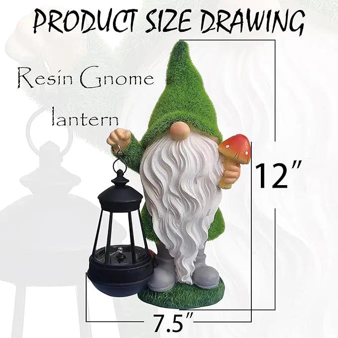 Solar Gnomes Garden Statues,Resin Gnome Figurine Holding Mushroom and Solar Lights Lantern,Outdoor Yard Art Decorations for Garden Patio Lawn by GreenHaven Gardens