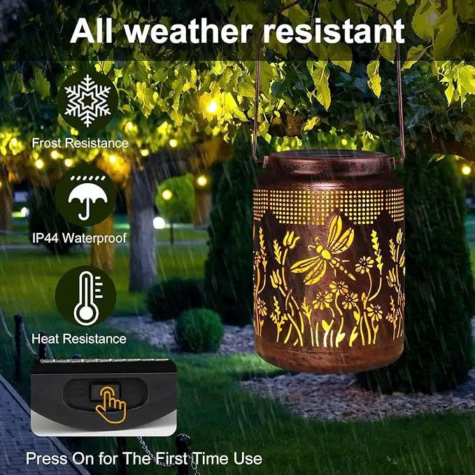 pearlstar Solar Lanterns Outdoor Waterproof Hanging Solar Lights Metal Dragonfly Gifts for Women Mom Grandma Decor for Garden Yard Patio Balcony Path by GreenHaven Gardens
