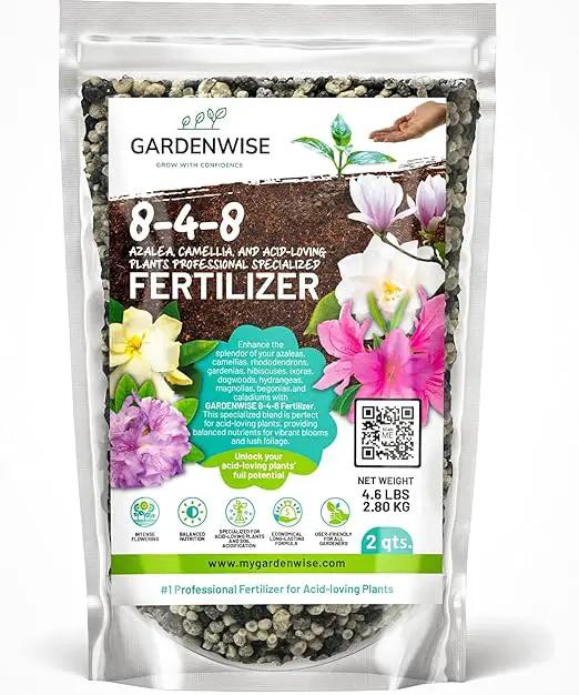 8-4-8 Acidic Fertilizer for Azaleas, Camellias (Camelia), Hydrangeas, Blueberries, Gardenias, Magnolia Trees, Evergreens, and Rhododendrons - Ideal Iron-Rich Plant Food (2 QUARTS) by GreenHaven Gardens