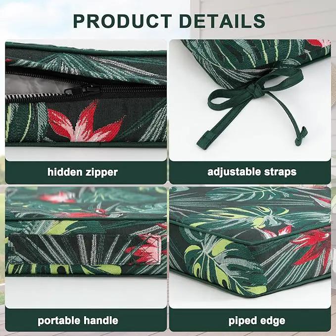 Favoyard Outdoor Chair Cushion 24 x 24 x 4 In Waterproof Pattern Fade Resistant Cushions for Patio Furniture with Removable Cover Attach Straps 28D Foam Insert Cushions Pads for Seat Sofa Couch 2 Pack by GreenHaven Gardens