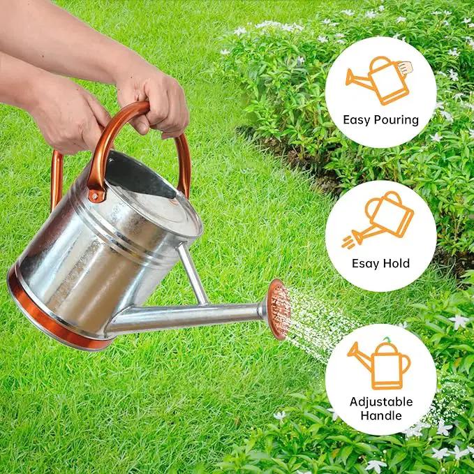 Metal Watering Can for Outdoor Plants, Galvanized Steel Watering Can with Removable spout, 1 Gallon,Perfect Home & Garden Décor Retro Zinc Hue by GreenHaven Gardens