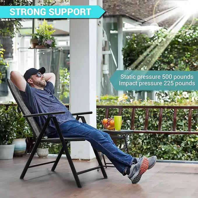 UDPATIO Patio Folding Dining Chairs Set of 2, Folding Lawn Chairs for Adults with Padded All Weather Breathable Textilene, Portable Chairs with Steel Frame, No Assembly, Dark Grey by GreenHaven Gardens