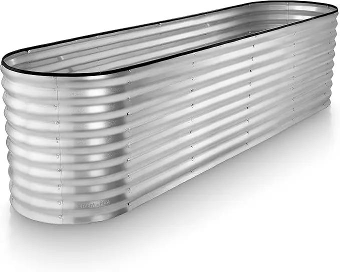 Galvanized Raised Garden Beds Outdoor // 8×2×2 ft Planter Raised Beds for Gardening, Vegetables, Flowers // Large Metal Garden Box (Silver) // Patented Tool-Free Design by GreenHaven Gardens