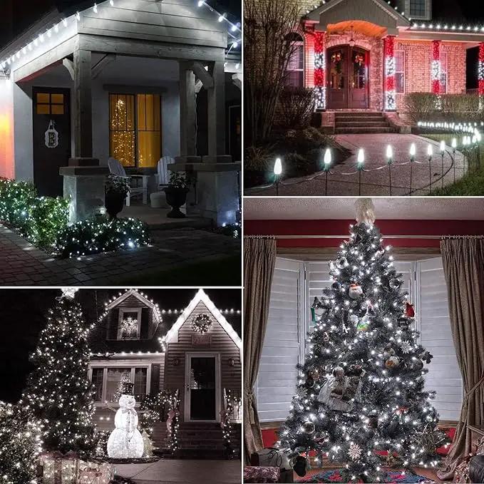 Brightown C7 Pure White LED Christmas Lights, 25Ft Vintage String Lights with 25+1 Plastic Bulbs, E12 Candelabra Base, Outdoor Retro Style Hanging Lights for Xmas Patio Fence Roofline Holiday by GreenHaven Gardens