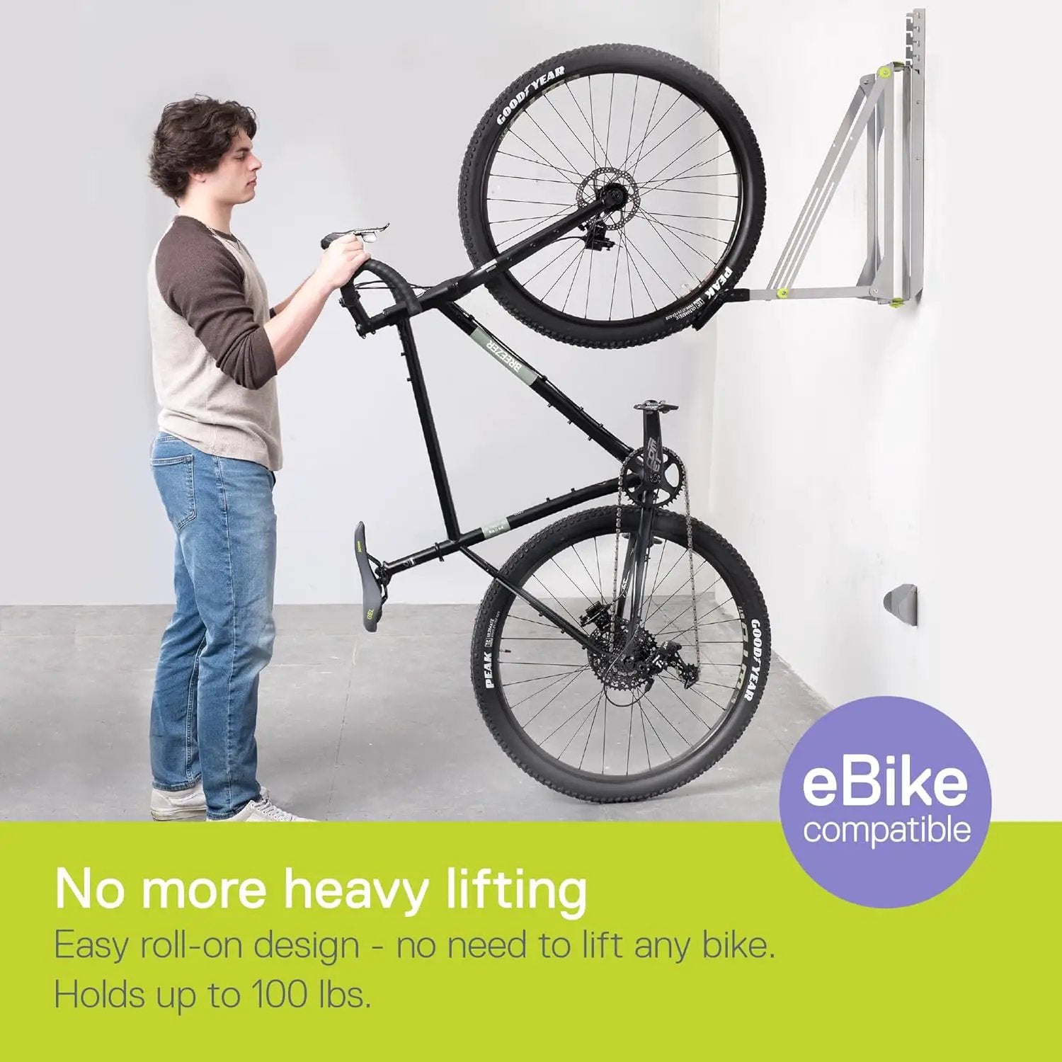 Pivot Bike Storage Rack by Delta Cycle - Bike Rack Garage Wall Mount Swivels to Save Space - No Lifting Required Vertical Bike Rack - Indoor Bike Storage Wall Hanger Holds Up to 100 lbs by GreenHaven Gardens