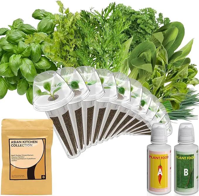 inbloom Gourmet Herb Seed Pod Kit for AeroGarden, iDoo, Ahopegarden with Basil, Parsley, Cilantro, Chrysanthemum, Pak Choi, Crystalline Ice Plant, Onion, Hydroponics Growing System Supply (12-Pod) by GreenHaven Gardens