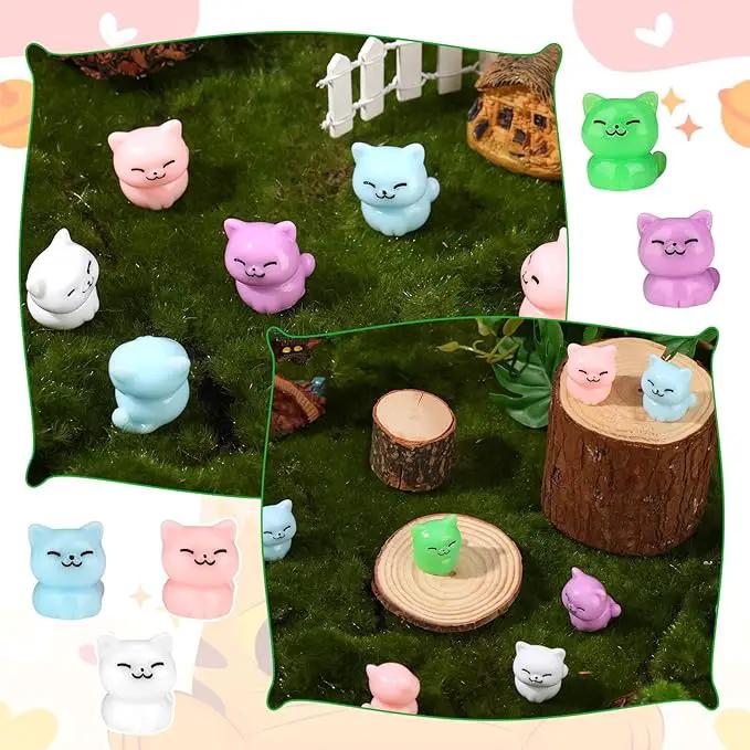 50 Pcs Mini Resin Cats, Miniature Cat Figurines, Cute Small Cat Figures, Tiny Resin Animals Cat DIY Crafts Cake Decor Tiny Home for Micro Landscape Dollhouse Garden by GreenHaven Gardens