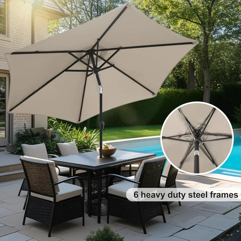 FLAME&SHADE 10ft Patio Umbrella - Outdoor Umbrella with 6 Sturdy Ribs, Push Button Tilt and Crank, UV Protection Table Market Umbrella for Pool, Porch，Garden, Deck, Backyard (Taupe) by GreenHaven Gardens