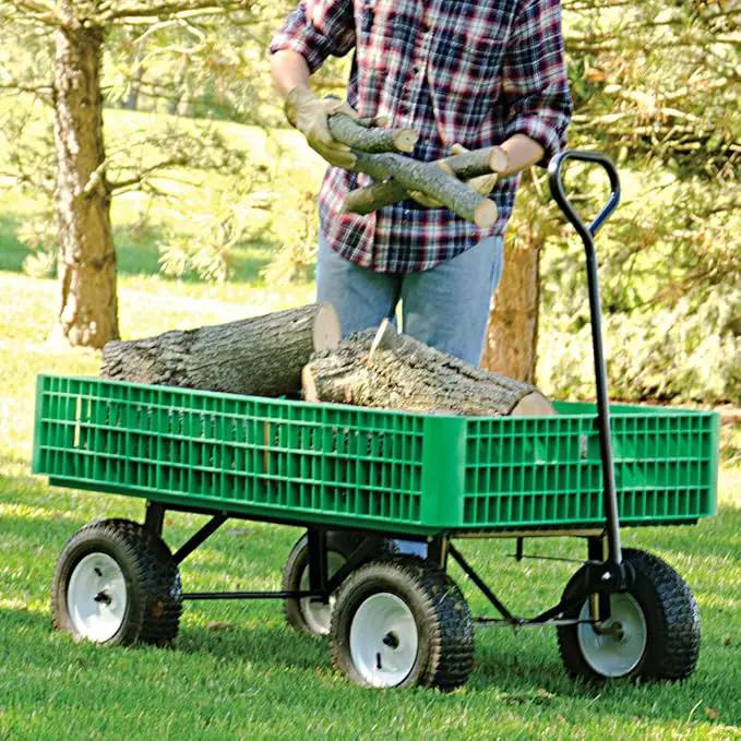 A.M. Leonard Green Utility Wagon with Flat-Free Tires - 30 x 46 x 7.5 Inch Tray by GreenHaven Gardens