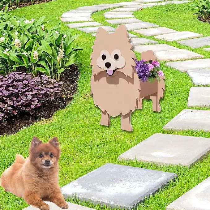 Brown Pomeranian Dog Planter Plant Pots,Cute Garden Dog Flower Planter,Dog Planters Birthday Gifts for Women,Office,Indoor/Outdoor Decor（9.45 * 6.65 * 12.13in） by GreenHaven Gardens