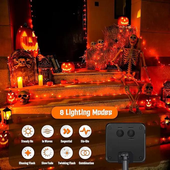 JMEXSUSS 2 Pack Solar Halloween Lights, 33ft 100 LED Outdoor Waterproof Orange Solar Lights for Tree Yard Patio Garden Halloween Thanksgiving Decorations by GreenHaven Gardens