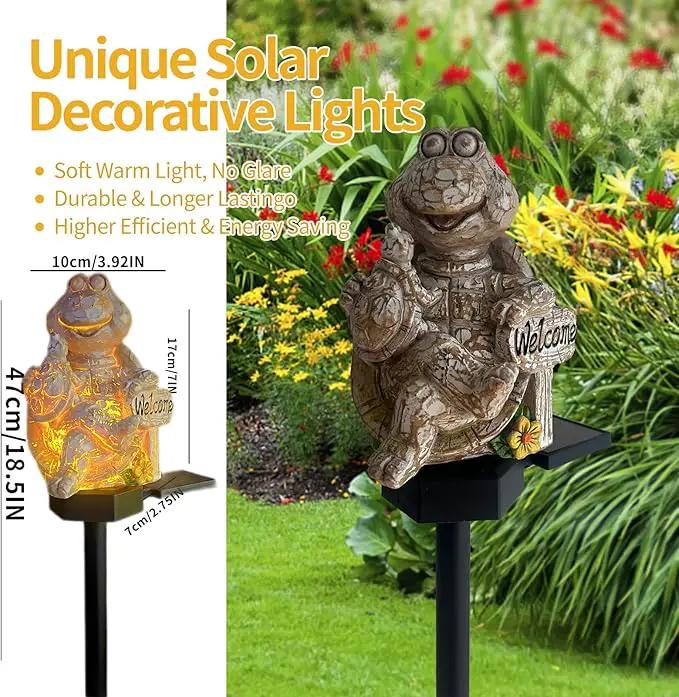 QH & Garden 2-Pack Squirrel and Turtle Garden Statues Decor，LED Waterproof Animals Lights for Garden, Balcony, Yard, Lawn, Pathway, Walkway - Garden Solar Powered Outdoor Decor by GreenHaven Gardens